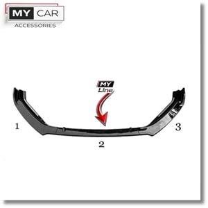 VW Golf Mk7 FL 2017+ - Tampon Splitter/Ön Flaplı, Evo V1 Stil, 3 Parça, Piano Black Ürün Yüzeyi, ABS