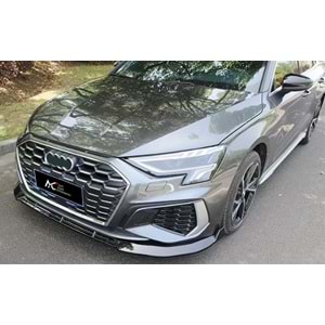 Audi A3 8Y HB, S 2020+ - Tampon Lip/Ön, S Line V2 Stil, 3 Parça, Piano Black, ABS, Set