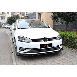 VW Golf Mk7 FL 2017+ - Ön Lip Flaplı Evo V1 Stil 3 Parça, Piano Black ABS