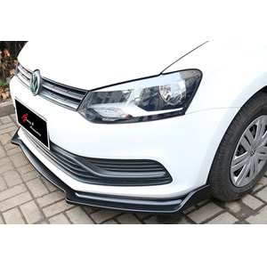 VW Polo Mk5 2009+ - Ön Lip Flaplı Evo V1 3 Parça, Piano Black Ürün Yüzeyi, ABS, Set