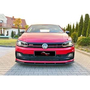 VW Polo Mk6 2018+ - Ön Lip Basic 2 mm, Piano Black Vakum