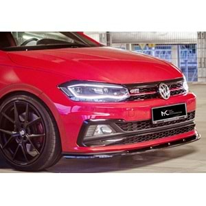 VW Polo Mk6 2018+ - Ön Lip Basic 2 mm, Piano Black Vakum