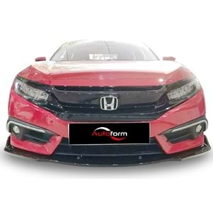 Honda Civic FC5 2016+ - Ön Lip Plus V1 3 Parça, Piano Black Vakum