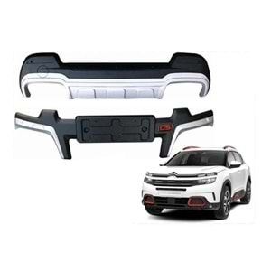 Citroen C5 Aircross 2018+ - Koruma Barı Elit Ön ve Arka, Gri+Mat Siyah Boyalı Ürün Yüzeyi, ABS, Set