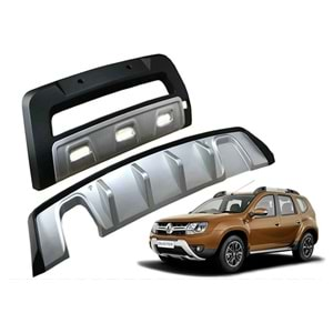 Dacia Duster 1 FL 2013+ - Koruma Barı Basic Ön ve Arka, Mat Gri Siyah ABS Set