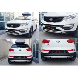 Kia Sportage R 2010+ - Plate Oem Style Ön ve Arka, Mat Gri+Siyah Ürün Yüzeyi, ABS, Set