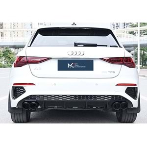 Audi A3 8Y SB 2020+ - Difüzör/Arka, S Line V2 Stil, Egz Ucu, Piano Black Boyalı Ürün Yüzeyi, ABS, Set
