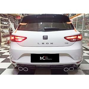 Seat Leon Mk3 2012+ - Difüzör FR V2 Stil Egzos Uçlu, Piano Black Boyalı Ürün Yüzeyi ABS Set