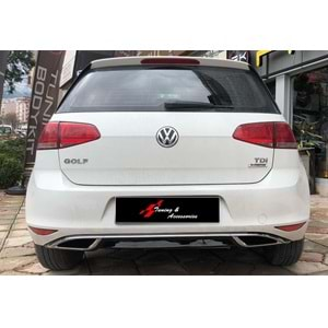 VW Golf Mk7 2012+ - Difüzör 7.5 R Line Stil Kromlu, Piano Black Boyalı Ürün Yüzeyi ABS Set