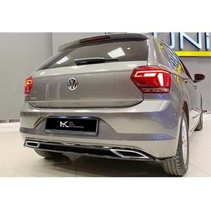 VW Polo Mk6 2017+ - Difüzör R Line Stil Kromlu , Piano Black Boyalı Ürün Yüzeyi ABS Set