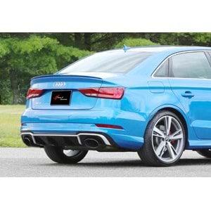 Audi A3 8V SD 2012+ - Difüzör RS3 Std. Sağ Sol Çiftli Çıkış, Egz. Ucu Mat Gri ABS