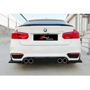 BMW F30 2012+ - Difüzör/Arka Vorstainer Stil, Sağ Sol Çiftli Çıkış, Piano Black Boyalı Yüzey, FRP+Vakum, Set