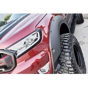 Ford Ranger Wildtrak T6 FL2 2018+ - Çamurluk Kaplaması A Plus+ Elegance V3 Stil P. Sensör Delikli, Mat Siyah Ürün Yüzeyi, Vkm., Set