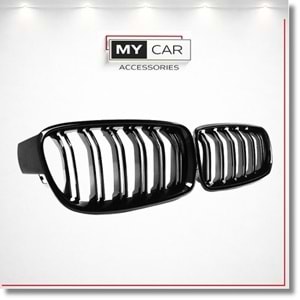 BMW F30 2012+ - Panjur/Ön, M3 Stil, Çift Çizgi, Piano Black Çerçeve/İç Yüzey, ABS, Set