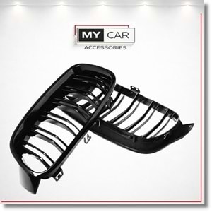 BMW F30 2012+ - Panjur/Ön, M3 Stil, Çift Çizgi, Piano Black Çerçeve/İç Yüzey, ABS, Set