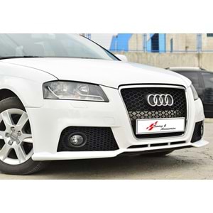 Audi A3 8P 2008+ - Panjur RS3 Stil, Krm. Çerçeve/Piano Black Izgara, ABS