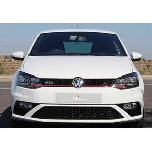 VW Polo Mk5 FL 2014+ - Panjur GTI Stil, Kırmızı Şerit Piano Black Izgara ABS