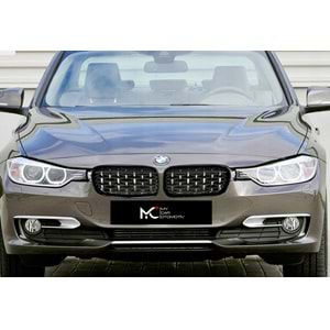 BMW F30 2012+ - Panjur Diamond Stil, Piano Black Çerçeve İç Krom Şerit ABS Set