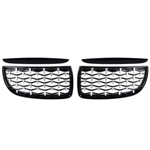 BMW E90 LCI 2008+ - Panjur Diamond Stil, Piano Black Çerçeve İç Krom Şerit ABS Set