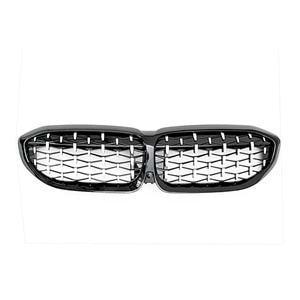 BMW G20 2019+ - Panjur Diamond Stil, Piano Black Çerçeve İç Krom Şerit ABS Set