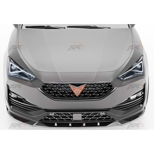 Seat Cupra Leon Mk1 2020+ - Tampon Lipi/Ön, A Pex Cupra V1 Style, Piano Black Parlak Ürün Yüzeyi, Vakum