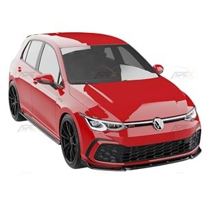 VW Golf Mk8 2019+ - Tampon Lipi/Ön, A Pex+ GTI/R Line V1 Stil, Piano Black Parlak Ürün Yüzeyi, Vakum