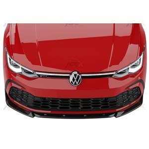 VW Golf Mk8 2019+ - Tampon Lipi/Ön, A Pex+ GTI/R Line V1 Stil, Piano Black Parlak Ürün Yüzeyi, Vakum
