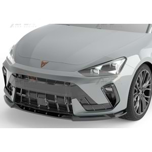 Seat Cupra Leon Mk1 FL 2024+ - Tampon Lipi/Ön, A Pex Cupra V1 Style, Piano Black Parlak Ürün Yüzeyi, Vakum
