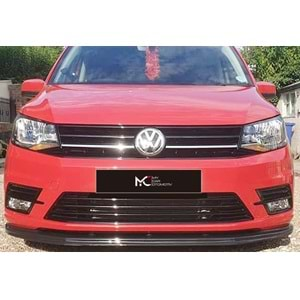 VW Caddy Mk3 FL2 2015+ - Ön Lip A Plus+ V1 Standart Stil, Piano Black Parlak Ürün Yüzeyi Vkm.