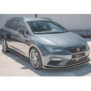 Seat Leon Mk3 FL 2017+ - Ön Lip Max Cupra FR A Plus+ V5 Stil, Piano Black Parlak Ürün Yüzeyi, Vkm.