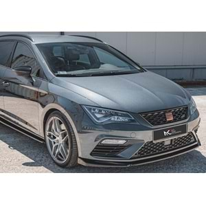 Seat Leon Mk3 FL 2017+ - Ön Lip Max Cupra FR A Plus+ V5 Stil, Piano Black Parlak Ürün Yüzeyi, Vkm.