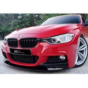 BMW F30 2012+ - Ön Ek A Plus+ M Performance Stil 3 Parça, Piano Black Parlak Ürün Yüzeyi, Vkm.