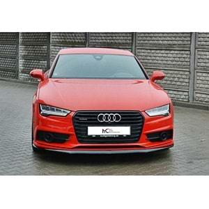 Audi A7 4G8 FL 2014+ - Ön Lip Max A Plus+ S7 S Line V1 Stil, Piano Black Parlak Ürün Yüzeyi Vkm.