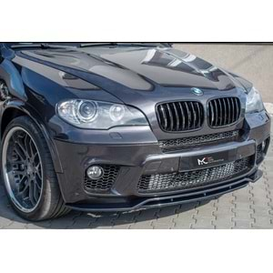 BMW E70 LCI 2011+ - Ön Lip A Plus+ M Sport V1 Stil 2 Parça, Piano Black Parlak Ürün Yüzeyi Vkm.