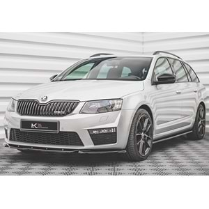 Skoda Octavia Mk3 RS 2013+ - Ön Lip Max A Plus+ V4 Stil, Piano Black Parlak Ürün Yüzeyi Vkm.