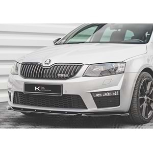 Skoda Octavia Mk3 RS 2013+ - Ön Lip Max A Plus+ V4 Stil, Piano Black Parlak Ürün Yüzeyi Vkm.