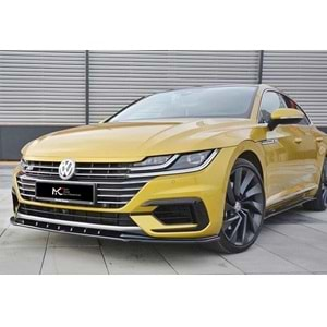 VW Arteon Mk1 2017+ - Ön Lip Max A Plus+ R Line V3 Stil, Piano Black Parlak Ürün Yüzeyi, Vkm.