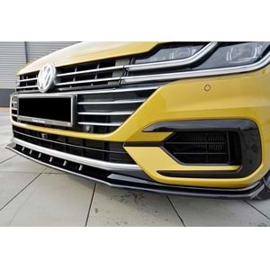 VW Arteon Mk1 2017+ - Ön Lip Max A Plus+ R Line V3 Stil, Piano Black Parlak Ürün Yüzeyi, Vkm.