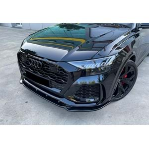 Audi Q8 RS Mk1 2019+ - Ön Lip Max A Plus+ RS V1 Stil, Piano Black Parlak Ürün Yüzeyi Vkm.