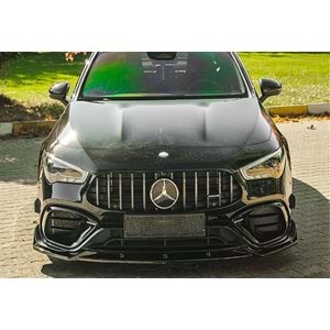 M. Benz C118 CLA45 2019+ - Tampon Lipi/Ön, A Plus CLA45 S Aero Pack V1 Stil, Piano Black Parlak Ürün Yüzeyi, Vakum