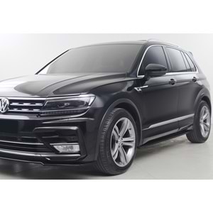 VW Tiguan Mk2 2016+ - Marşpiyel Çıta/Alt A Plus R Line V1 Stil 4 mm, Piano Black Parlak Ürün Yüzeyi, Vakum, Set