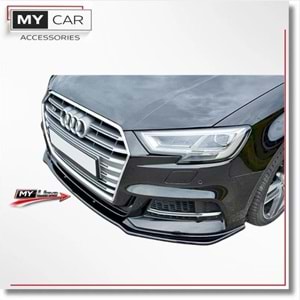 Audi A3 S 8V FL 2017+ - Tampon Lipi/Ön, A Plus S3/S Line V1 Stil, Piano Black Parlak Ürün Yüzeyi, Vakum