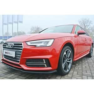Audi A4 B9 2016+ - Tampon Lipi/Ön, A Plus S4 S Line V2 Stil, Piano Black Parlak Ürün Yüzeyi, Vakum