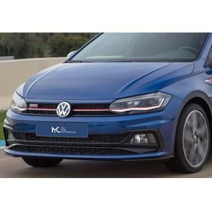 VW Polo Mk6 2018+ - Far GTI Stil Kırmızı Şerit, Led Sinyal DRL Mercek Siyah İç Yüzey Set