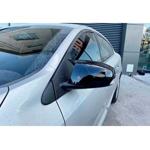 Renault Fluence 2009+ - Ayna Kapağı Batman V1 Stil Yapıştırma , Piano Black ABS Set