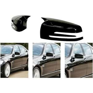 M. Benz W221 2005+ - Ayna Kapağı Batman V1 Stil Yapıştırma , Piano Black ABS Set