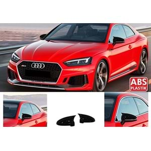 Audi A5 B9 2016+ - Ayna Kapağı Batman V1 Stil Yapıştırma , Piano Black ABS Set