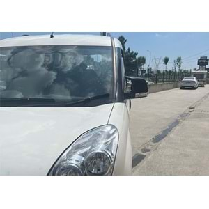 Fiat Doblo 2 2010+ - Ayna Kapağı Batman V1 Stil Yapıştırma , Piano Black ABS Set