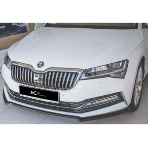 Skoda Superb Mk3 FL 2019+ - Ön Lip Max V1 Stil, Piano Black Ürün Yüzeyi, Vkm.