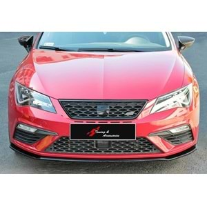 Seat Leon Mk3 FL 2017+ - Ön Lip Cupra FR Max Design, Piano Black Ürün Yüzeyi, Vkm.